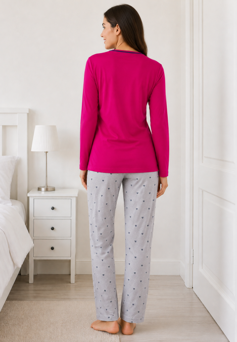 Pijama damă Serena bluză cu maneca lunga și pantaloni lung -Siclam,Engros